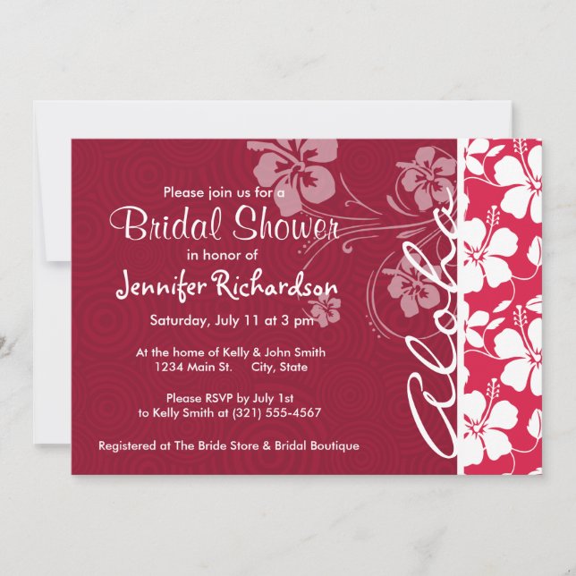 Tropical Fuschia Hibiskus; Aloha Einladung (Vorderseite)