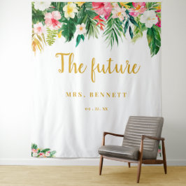 Tropical Future Frau Brautparty Hintergrund Wandteppich
