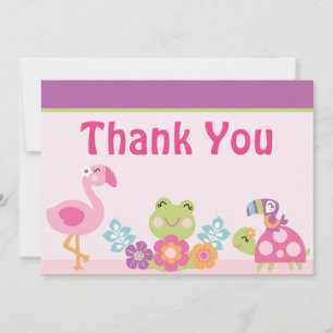 Tropical Garden/Animals Baby Dusche Danke Karte