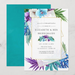 Tropical Geometric Wedding Bridesmaids Luncheon Einladung