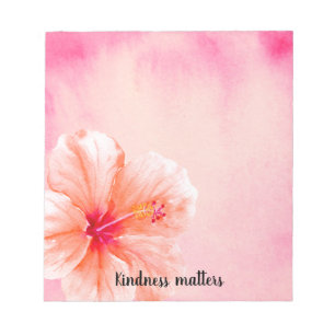 Tropical Girl Pink Peach Hibiskus Blume Notizblock
