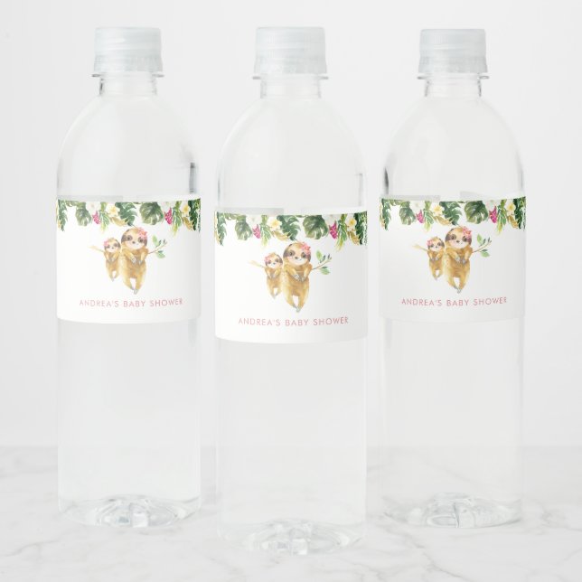 Tropical Girl Sloth Baby Dusche Wasserflasche Etik (Flaschen)