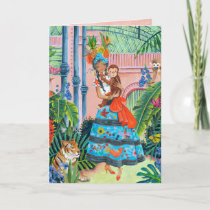 Tropical Girl Tropics Animals Grußkarte Karte