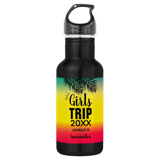 Tropical Girls Trip, Crown Year & Name Edelstahlflasche (Vorderseite)