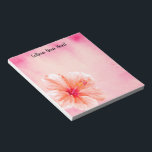 Tropical Girly Pink Peach Hibiscus Flower Notizblock<br><div class="desc">Tropical Girly Pink Peach Hibiscus Flower watercolor</div>