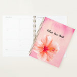 Tropical Girly Pink Peach Hibiscus Flower Planer<br><div class="desc">Tropical Girly Pink Peach Hibiscus Flower watercolor</div>
