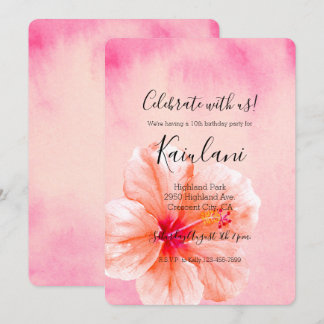 Tropical Girly Pink Peach Hibiskus Blume Einladung