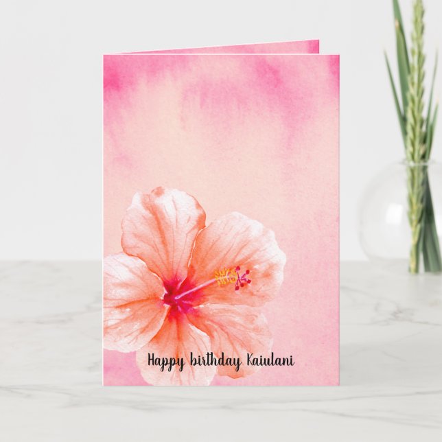 Tropical Girly Pink Peach Hibiskus Blume Karte (Vorderseite)