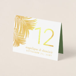 Tropical Glam Palm Blätter REAL FOIL Tischnummern