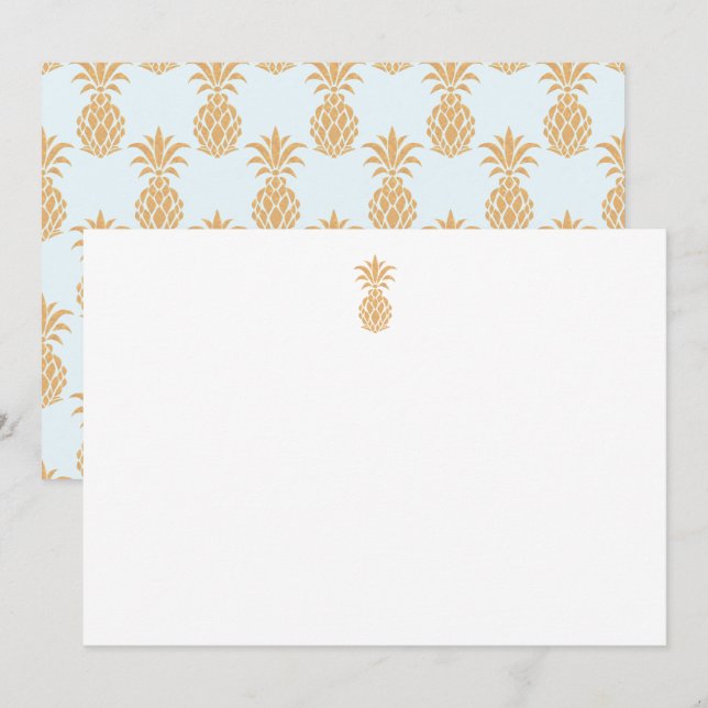 Tropical Gold Ananas Blue Dankeschön Karte (Vorne/Hinten)