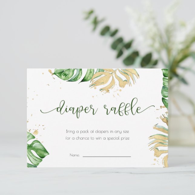 Tropical Gold Baby Dusche Windelwaschkarte Einladung (Stehend Vorderseite)