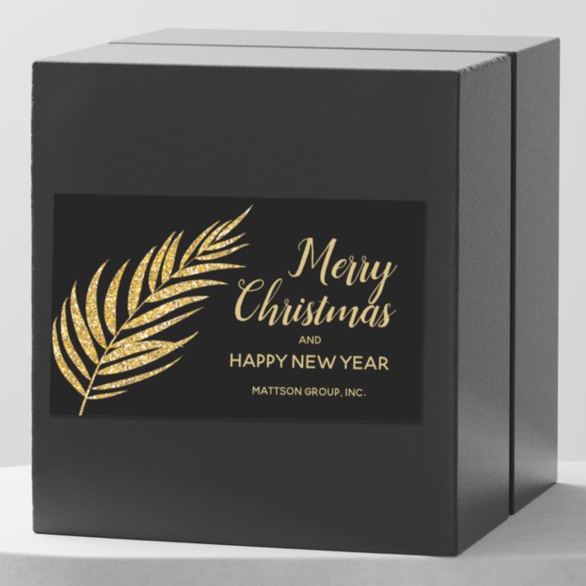 Tropical Gold Glitter Palm Christmas Thank You Rechteckiger Aufkleber (Von Creator hochgeladen)