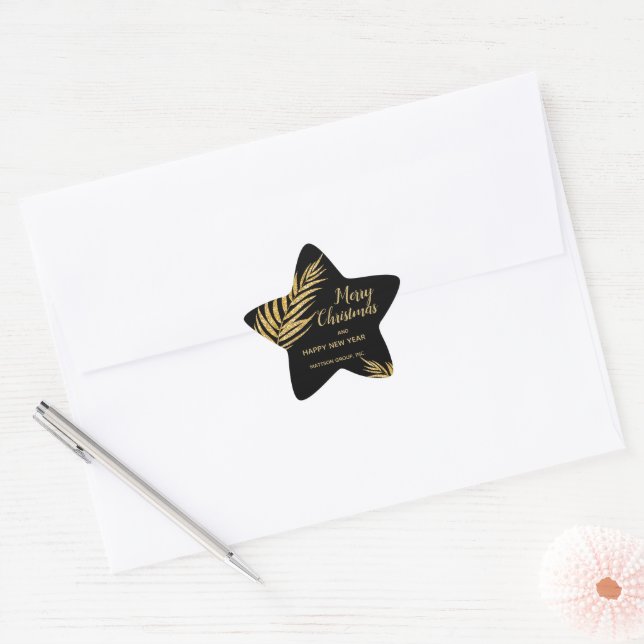 Tropical Gold Glitter Palm Christmas Thank You Stern-Aufkleber (Umschlag)