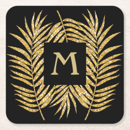 Tropical Gold Glitzer Palm Tree Fronds Wohngestalt Rechteckiger Pappuntersetzer
