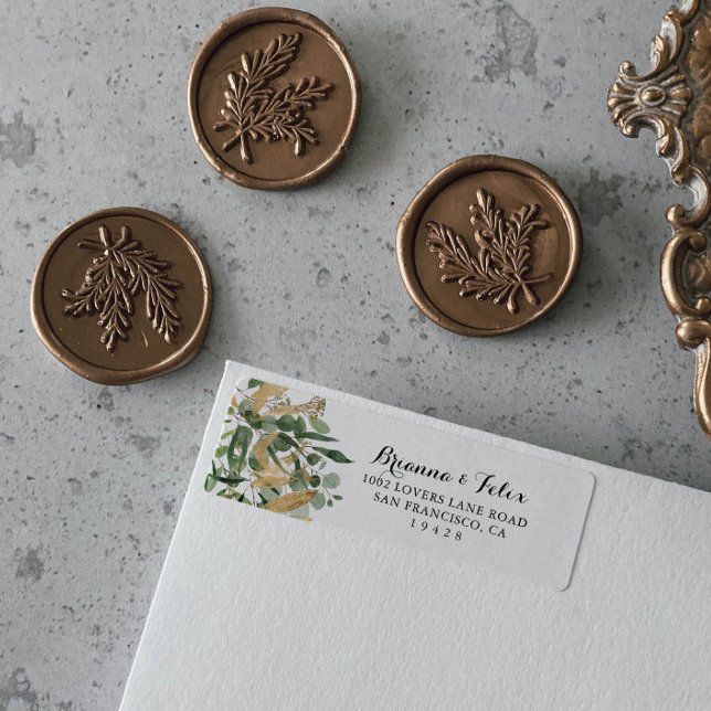 Tropical Gold Green Foliage Rücksendeadresse (Von Creator hochgeladen)