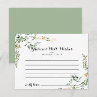 Tropical Gold Green Foliage Wedding Advice Card