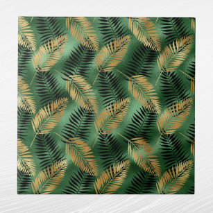 Tropical Gold Green Palm Blätter Fliese