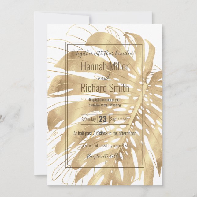 Tropical Gold Monstera Leaf White Design (Vorderseite)