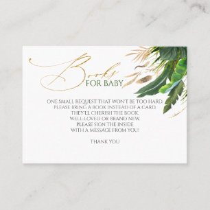 Tropical Gold Palm Blätter Baby Books Request Visitenkarte