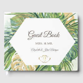 Tropical Gold Palm Blätter Summer Gästebuch
