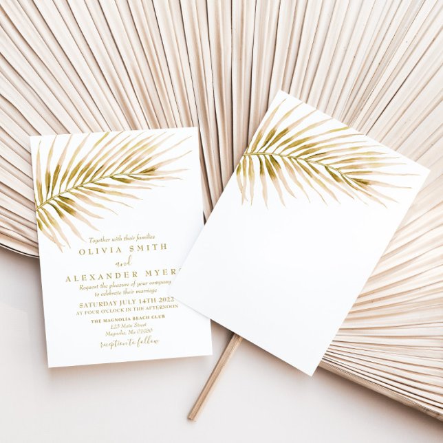 Tropical Gold Palm Hochzeit Einladung (Von Creator hochgeladen)