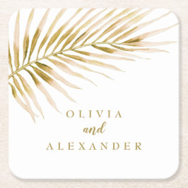 Tropical Gold Palm Hochzeit Rechteckiger Pappuntersetzer