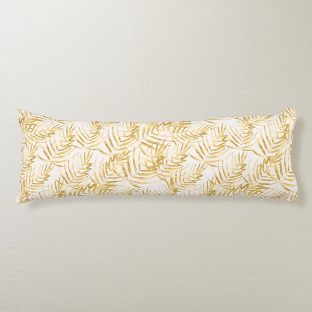 Tropical Gold Palm Leaf Seitenschläferkissen (Vorderseite)