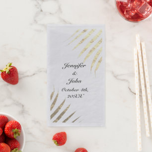 Tropical Gold Palm Tree Foliage Hochzeiten Silver Serviette