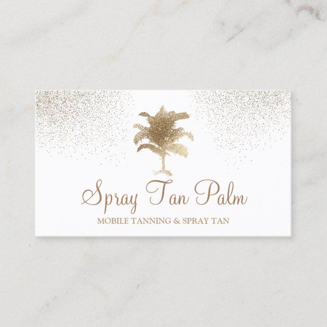 Tropical Gold Palm Tree Spray Tan Sparkle Visitenkarte (Vorderseite)