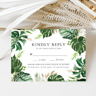Tropical Gold RSVP-Karte mit Essensauswahl RSVP Karte
