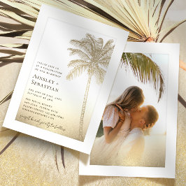 Tropical Gold Sand Palm Tree Boho Foto Hochzeit Einladung