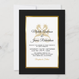 Tropical Gold Seepferde Elegante Hochzeit Einladung