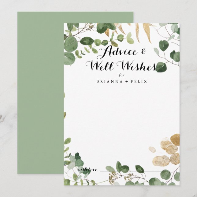 Tropical Gold Wedding Well wünscht Ratenkarte Hinweiskarte (Vorne/Hinten)
