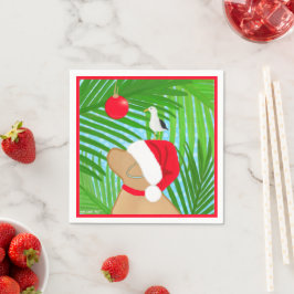 Tropical Golden Dog Santa Seagull Serviette