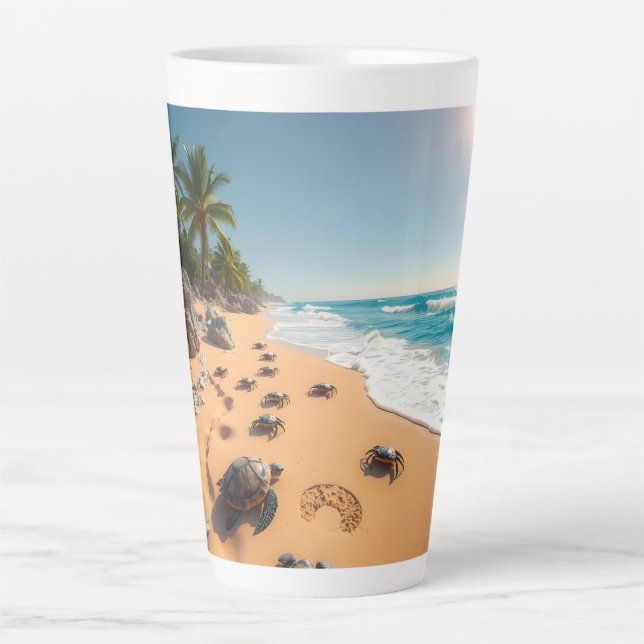 Tropical Golden Shell Beach Chic Milchtasse (Vorderseite)