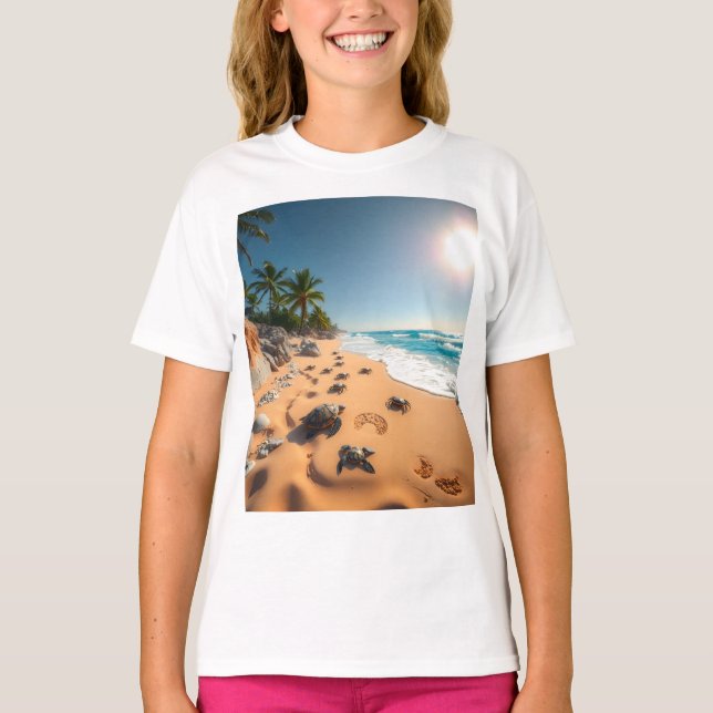 Tropical Golden Shell Beach Chic T-Shirt (Vorderseite)