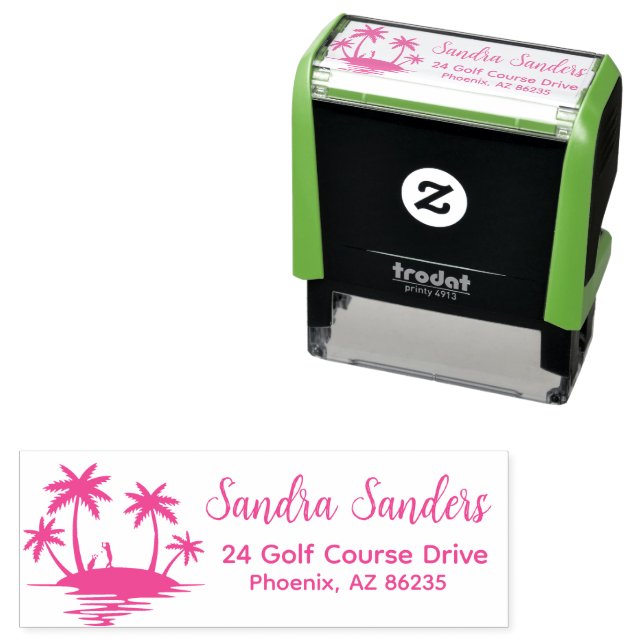 Tropical Golfer Personalisierte Adresse Permastempel (Beispiel)