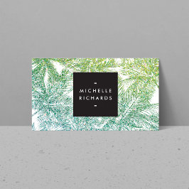 Tropical Green/Aqua Glitzer Palms Business Card Visitenkarte