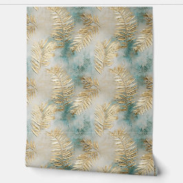 Tropical Green Aqua Gold Blätter Tapete