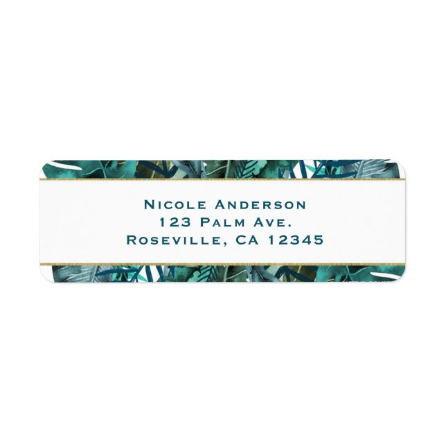 Tropical Green Aquamarin Blätter Elegante White We (Vorne)