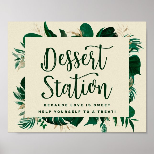 Tropical Green Blätter Dessert Station Hochzeit Poster (Vorne)