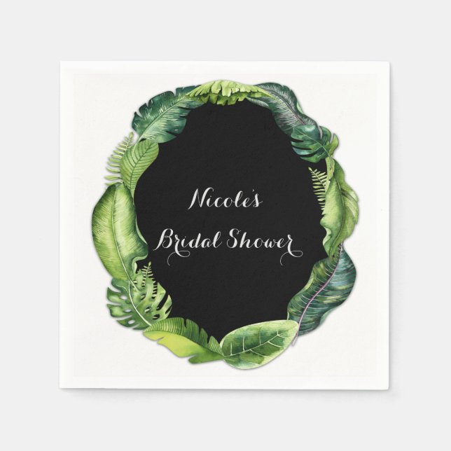 Tropical Green Blätter Elegante schicke Sommerhoch Serviette (Vorderseite)