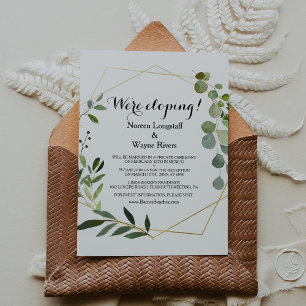 Tropical Green Blätter Elopement Empfang Einladung