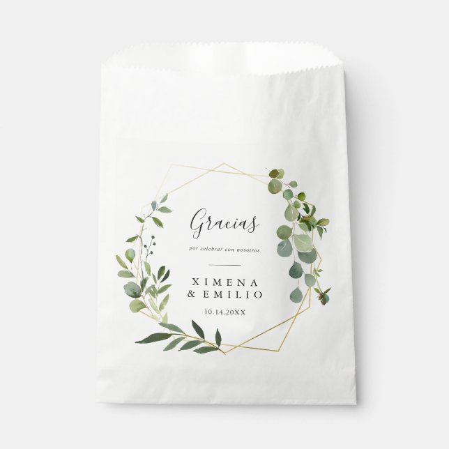 Tropical Green Blätter Gracias Vielen Dank für Ihr Geschenktütchen (Vorderseite)