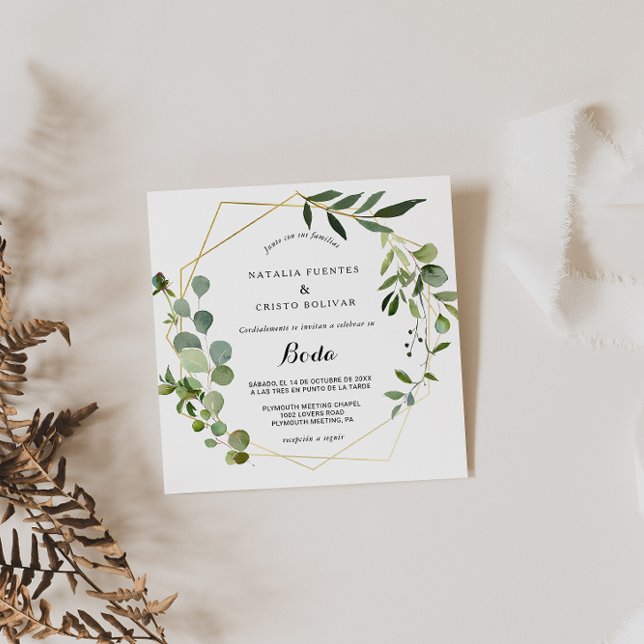 Tropical Green Blätter Spanish Wedding Einladung (Von Creator hochgeladen)