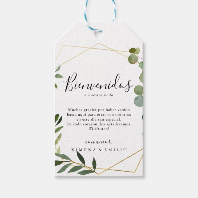 Tropical Green Blätter Spanish Wedding Willkommen Geschenkanhänger (Vorderseite)