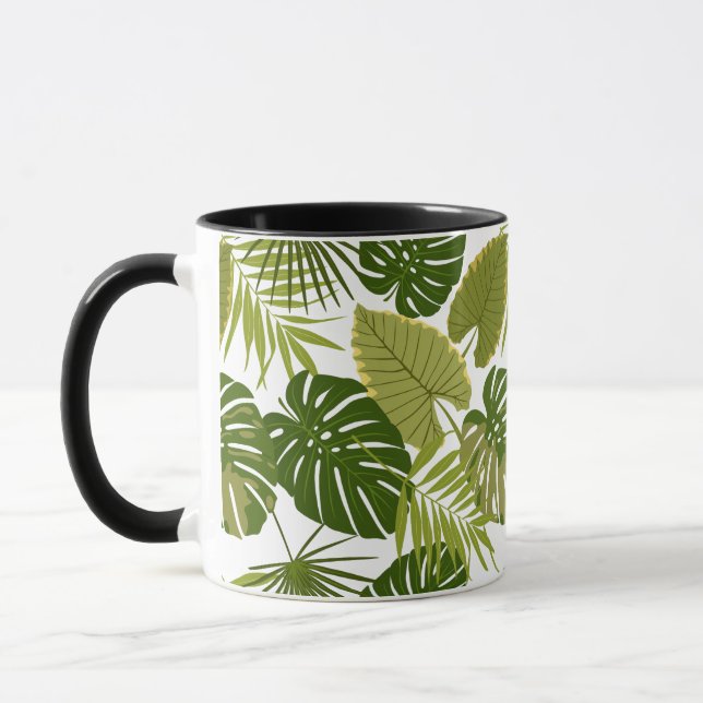 Tropical Green Blätter Summer Pattern Illustration Tasse (Links)