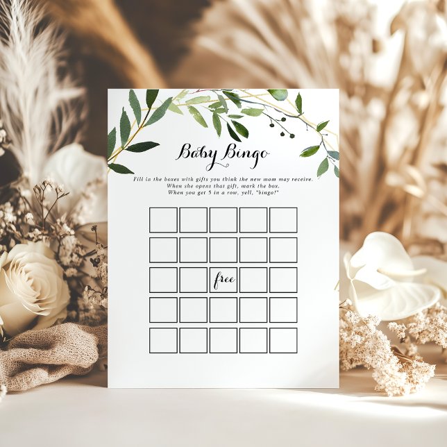 Tropical Green Feuilles Baby Bingo Douche Jeu (Créateur téléchargé)