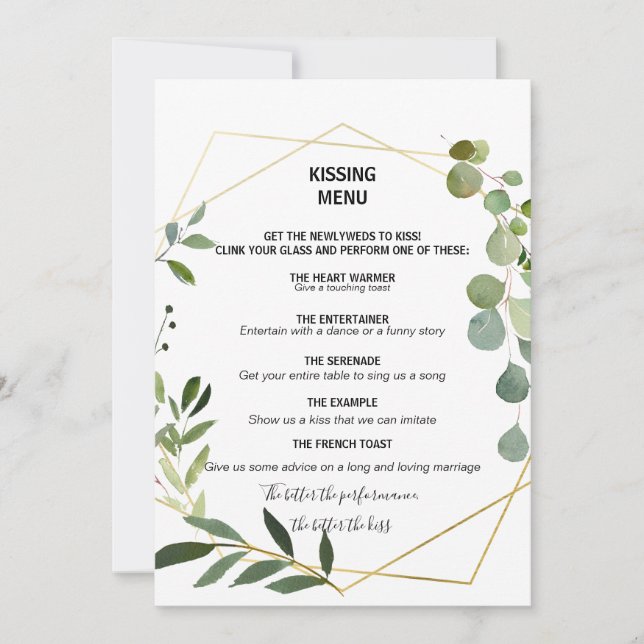 Tropical Green Feuilles Kissing Menu (Devant)