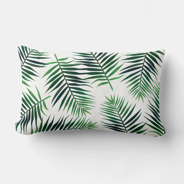 Tropical Green Island Palm Blätter Lendenkissen (Vorderseite)
